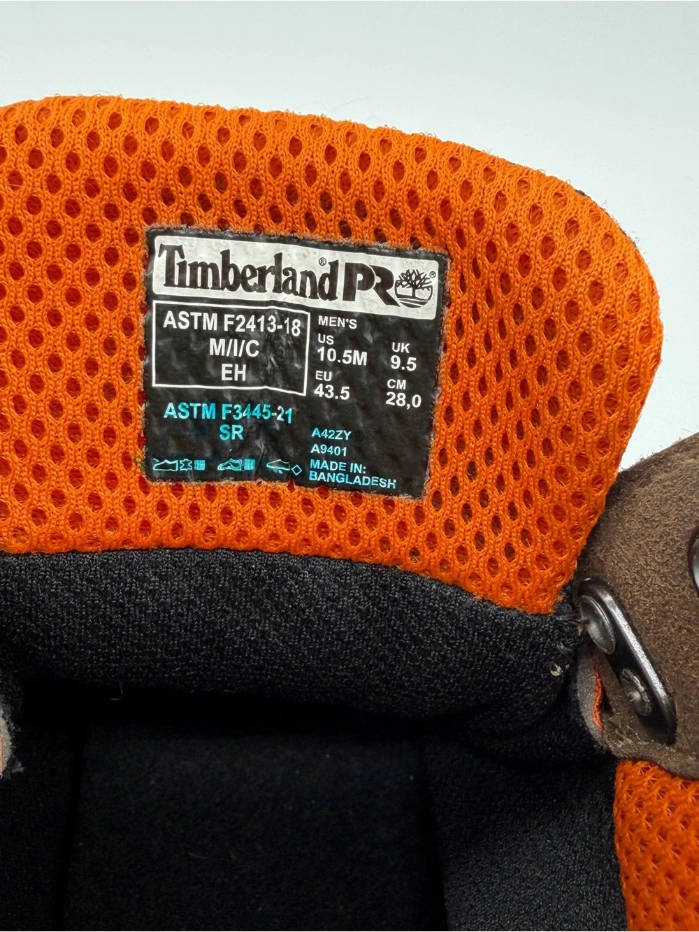Timberland PRO Brown Leather Work Boots with Orange Details